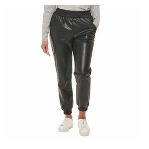 DKNY Jeans Ladies' Faux Leather Black Jogger.  Size L